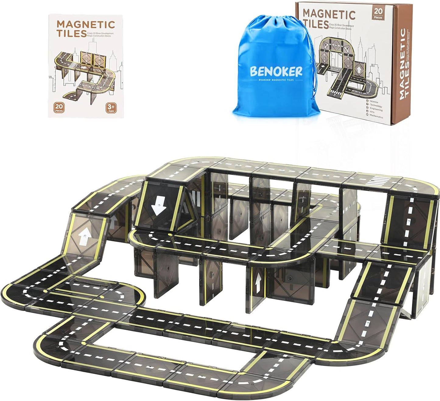 BENOKER Castle Magnetic Tiles, 3D Building Blocks STEM Educational Kids Toys for Pretend Play, 3 4 5 6 7 8 Year Old Birthday Gifts for Boys and Girls, Preschool Learning Toys for Christmas
