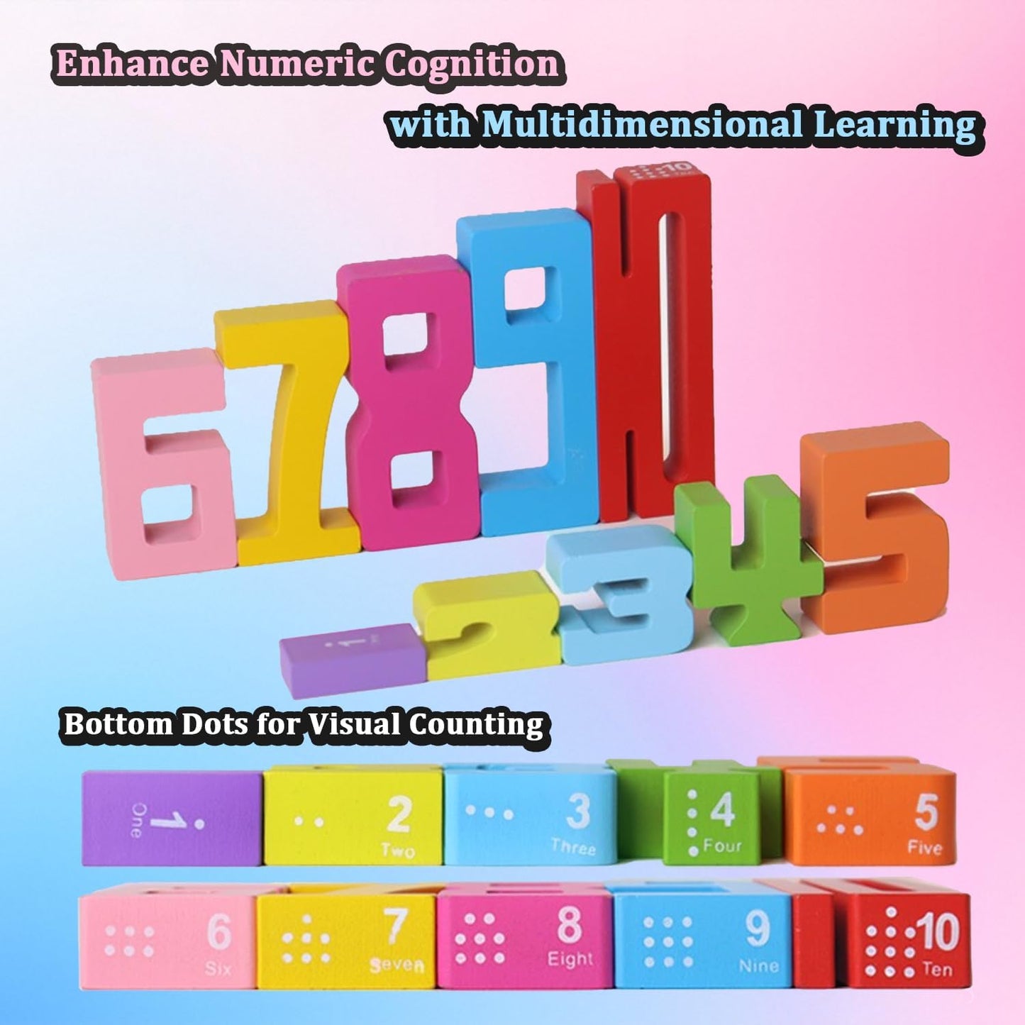 Xgmadiles Montessori Math Blocks for Kids Ages 3-8 | 20PCS Wooden STEM Learning Toys with Balance Game | Self-Checking Number Puzzles & Counting Cubes | Toddler Educational Building Set