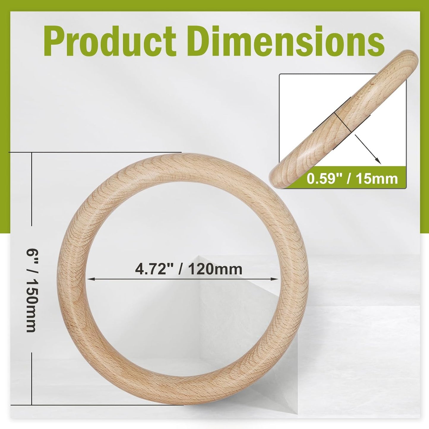 FoDau770 5pcs Natural Beech Wooden Rings, Unfinished Solid Wood Rings Heavy Duty Wood Circles, Macrame Craft Circles for Party, Home Decor & DIY Making - Outer Diameter: 3 Inch