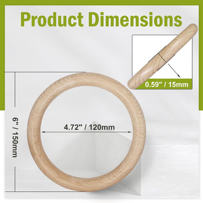 FoDau770 5pcs Natural Beech Wooden Rings, Unfinished Solid Wood Rings Heavy Duty Wood Circles, Macrame Craft Circles for Party, Home Decor & DIY Making - Outer Diameter: 3 Inch
