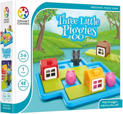 SmartGames Three Little Piggies – Preschool Logic Puzzle Game with 48 Challenges and Storybook – Educational Fairy Tale Puzzle for Kids Ages 3+ to Develop Spatial Reasoning and Problem-Solving Skills