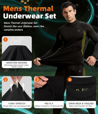 CL convallaria Thermal Underwear Long Johns Set Mens Winter Gift Hunting Gear Sport Base Layer Bottom Top - Colors B