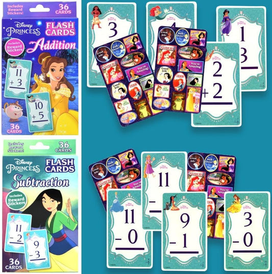 Disney Princess Math Games Set - Bundle with Addition and Subtraction Flash Cards for Boys, Girls | Disney Princess Learning Toys for Kids Ages 5-6