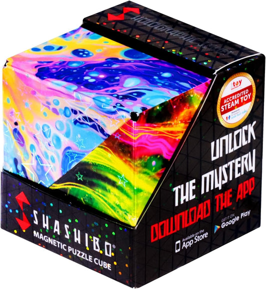 Shashibo Shape Shifting Box - Award-Winning STEM Fidget Toy with Ultra Strong Magnets - Puzzle Cube Transforms Into 100+ Shapes, Perfect Sensory Gift for Kids, Teens, and Adults (Cosmos)