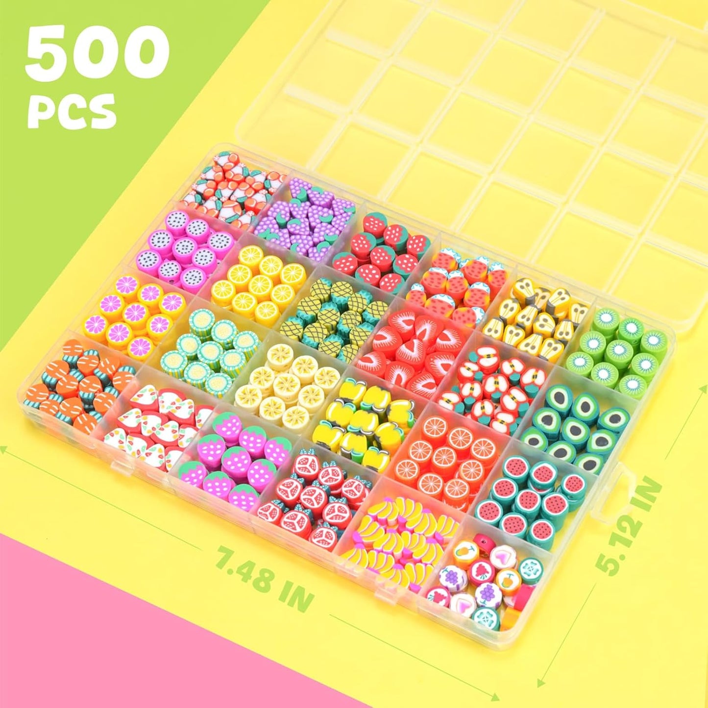 Gionlion 1200 Pcs Polymer Clay Beads Bracelet Making Kit, 25 Style Animal Fruit Flower Butterfly Bunny Pony Letter Beads Charms for Jewelry Making, DIY Art and Crafts Toys Gifts