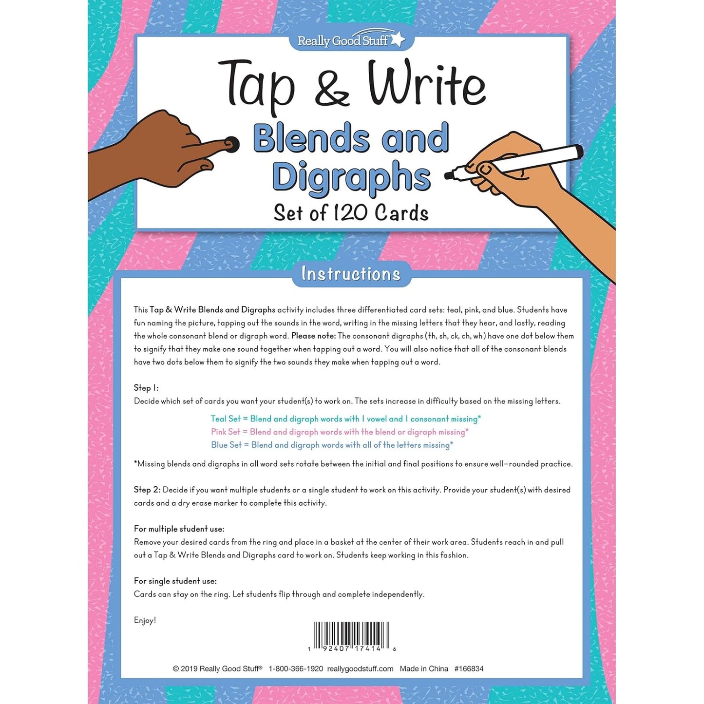 Really Good Stuff Tap and Write CVC Words - 120 Cards