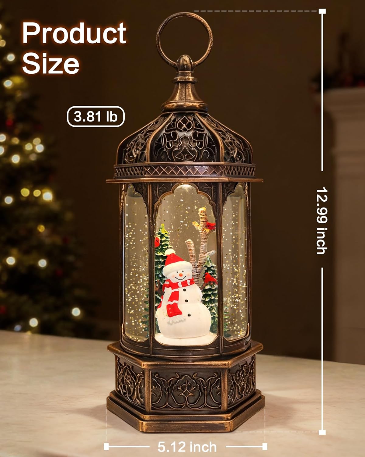 Extra Large Christmas Snow Globes Christmas Lantern, 12.99" Musical Snow Globe with 8 Songs, Santa Snowglobe for Kids Adults, 6H Timer Dual Power, Lighted Christmas Decorations Indoor Gifts