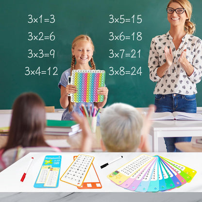 Multiplication Flash Cards + Pop Fidget Multiplication Chart, Times Table Educational Flashcard 3rd Grade, 4th, 5th, 6th Grade