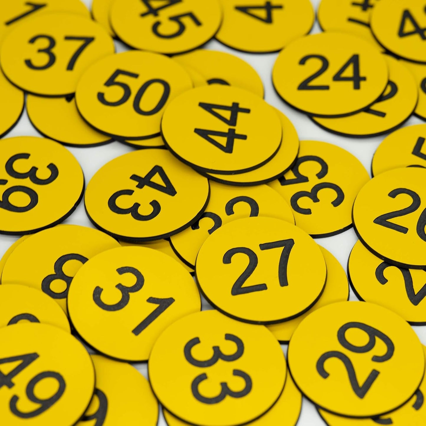 StayMax Plastic Number Tags Engraved Numbered Tags Without Hole (1-50, Black)