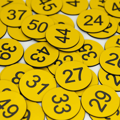 StayMax Plastic Number Tags Engraved Numbered Tags Without Hole (1-50, Black)