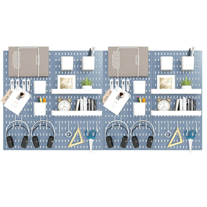 Peg Board Combination Kit, 4 Pegboards with 20 Accessories, Pegboard Wall Organizer for Office, Nursery & Home Storage, Key Holder, 25.6"x25.6" – Nail-Free Installation（White）