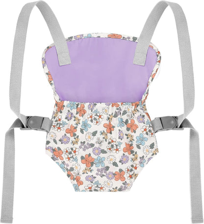 GAGAKU Baby Doll Carrier for Little Girls, Reborn Doll Accessories for Toddlers 3+ Years Old, Kids Toy Baby Dolls Sling Carrier - Pink - Moonflower