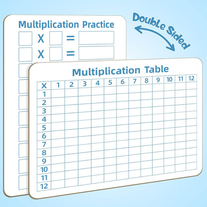 Multiplication Chart Whiteboard - Double-Sided Times Table, 9" x 12" Dry Erase Board, Math Manipulatives White Board for Kids Students, Classroom and Home Learning