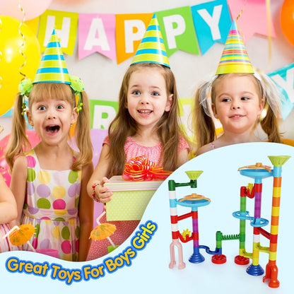 MaxTronic Marble Run Toy, 110pcs Marble Maze Kit STEM Educational Learning Toy for Kids, Mable Race Construction Railway Building Blocks with 60 Marbles Birthday Gift for Boys Girls 3-12 Years Old