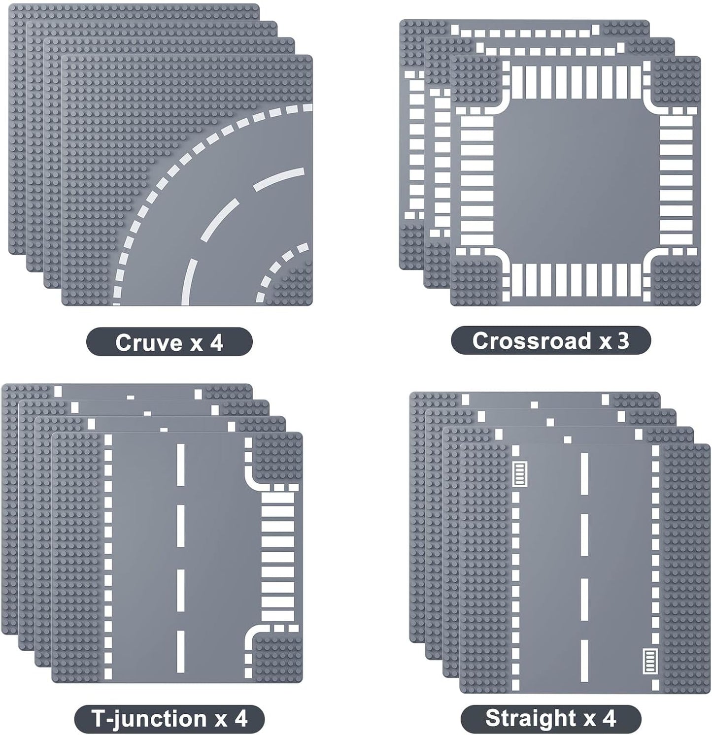 Road Base Plates - 15 City & Street Plates, 10"x10" Road Baseplates