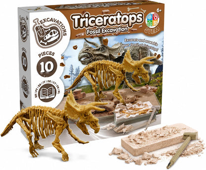 Science4you Triceratops Dinosaur Fossil Digging Kit - Excavate and Assemble 10 Dino Bones, Dinosaur Archeology and Paleontologist Toys, Games, Gifts for Boys and Girls Age 6 7 8 9 10+