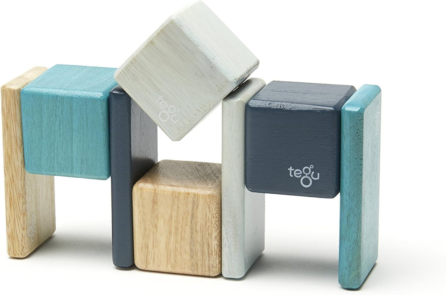 8 Piece Tegu Pocket Pouch Magnetic Wooden Block Set, Tints