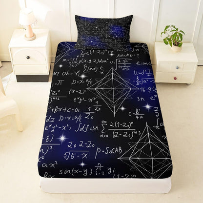 Erosebridal Chemistry Lab Fitted Sheet Twin Size Chemical Equation Bed Sheets for Boys Girls Chemical Elements Science Theme Bed Set Teens Kids Science Students Bedding Set School Dorm Room Decor