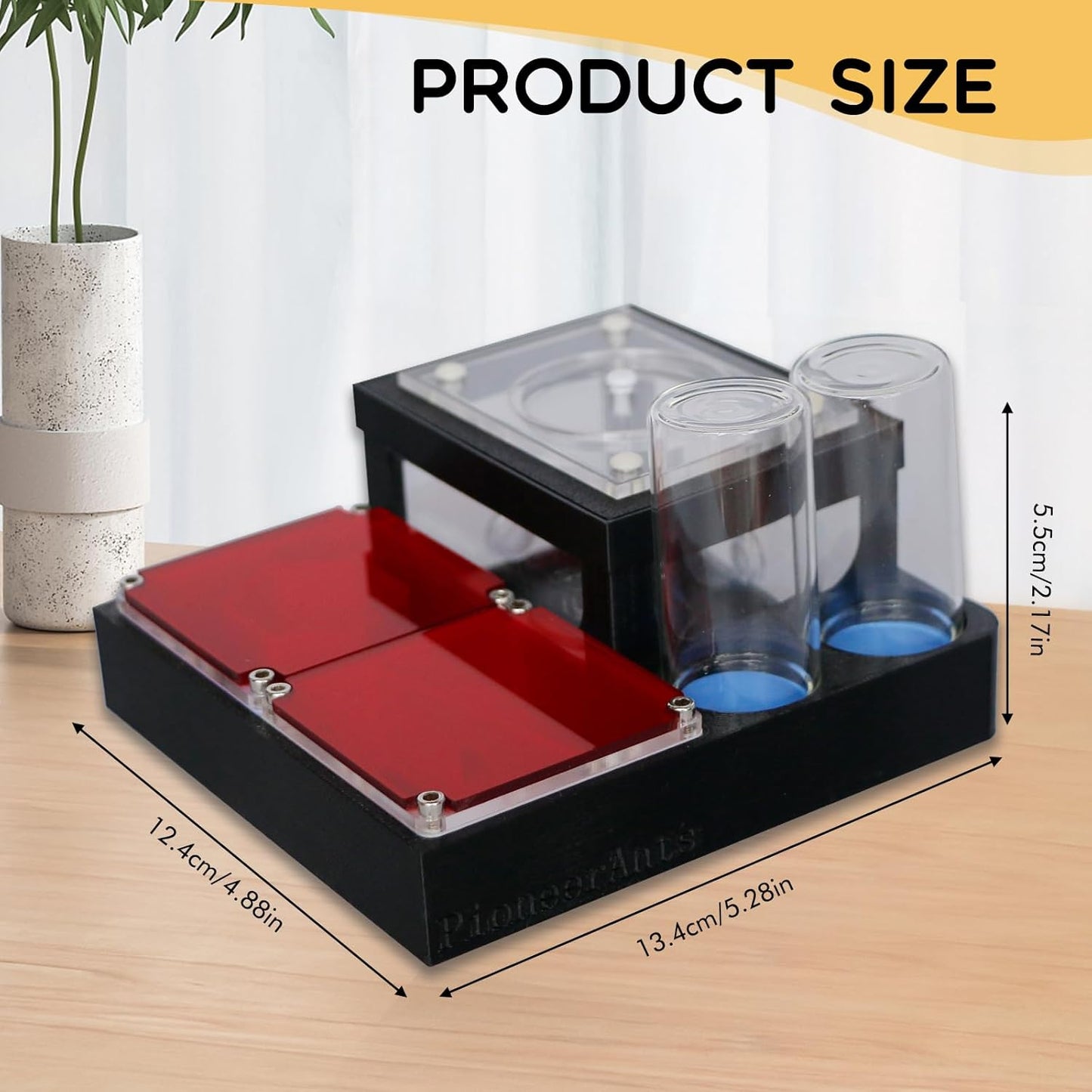 Ant Farm Nest - Educational Habitat - Black and White Acrylic Design with Built-in Water Tower and Clear Observation Area (S)
