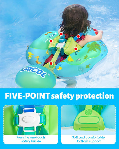 LAYCOL Baby Pool Float with Canopy UPF50+, 5 Point Safety Buckle No Flip Over, Inflatable Toddler Floaties Infant Pool Floats with Double Air Chambers, Baby Beach Essentials/Traval for 3-36M