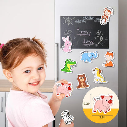 JoyCat Wooden Magnets for Kids – 26 Cute A-Z Animals Fridge Magnets for Toddlers, Large Magnetic Animal Refrigerator Toys, Fun Educational Learning Gifts for Toddlers 2 3 4 5 Years Old