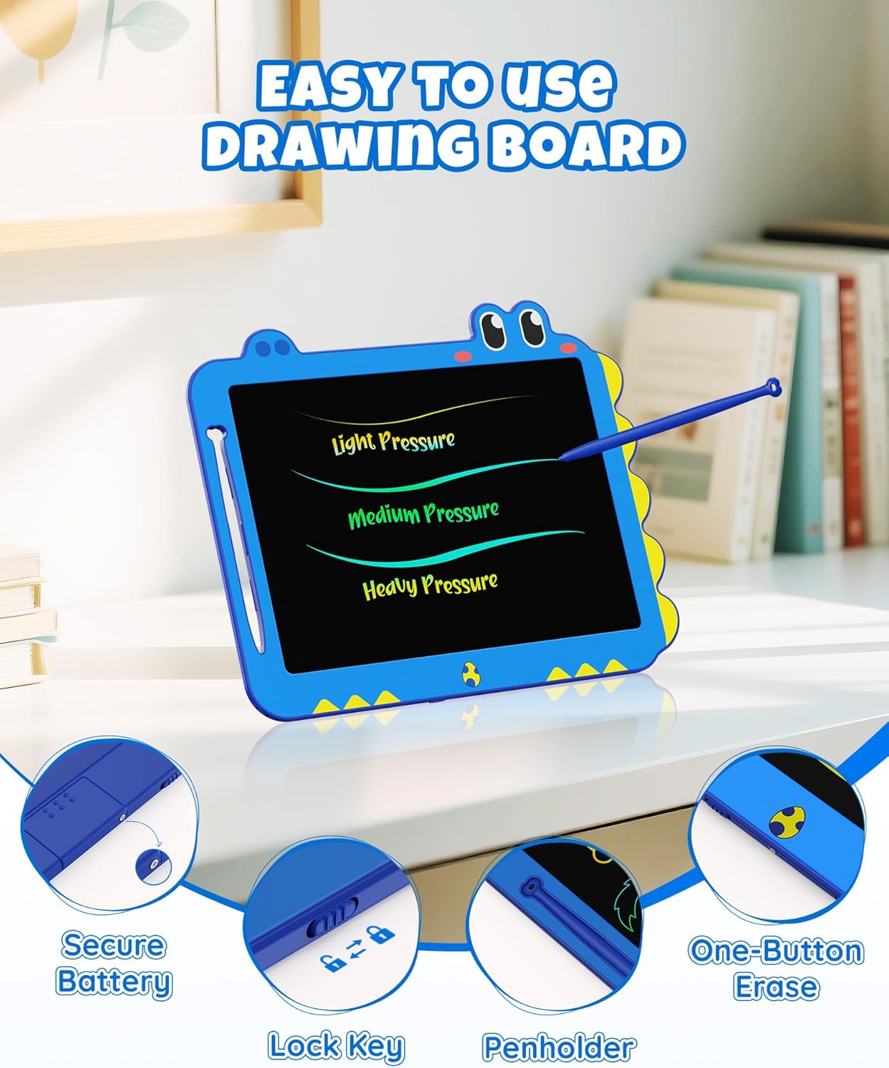 ORSEN 8.5 Inch Doodle Board Drawing Tablet - Dinosaur Toy Gift for Kids 3-7 Years Old