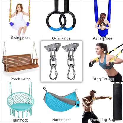 SELEWARE Anti-Squeaking Swing Hanger Stainless Steel Swing Set Hook Ceiling Mount Bracket for Hammock Chair Toddler Swing Yoga Swing Punching Bag 2 Packs