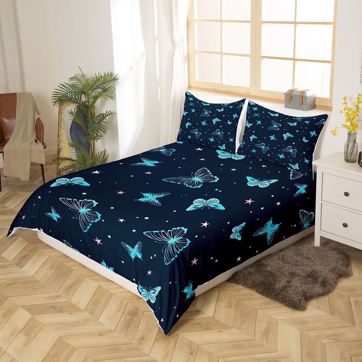 Drum Kit Duvet Cover,Kids Musical Instruments Bedding Set,Rock Music Comforter Cover for Boys Girls Room Decor,Neon Lighting Lightweight Bedspread Cover Twin Size with 1 Pillow Case(No Comforter)