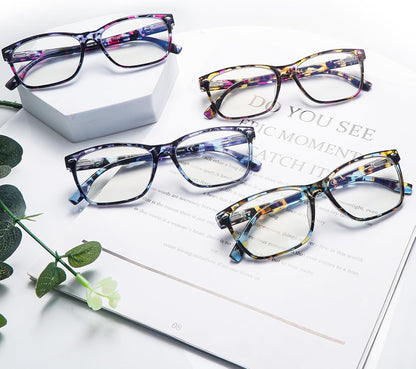 CLASAGA Progressive Multifocus Reading Glasses for Women, Pattern Print Blue Light Block Stylish Ladies Computer Readers