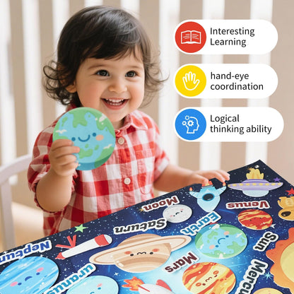 Toddler Solar System Toy, 33-Foot Children's Space Felt Board, Suitable Birthday Gift for Boys and Girls, Montessori Solar System Sensory Toy, Planetary Toy for Children Aged 3-8