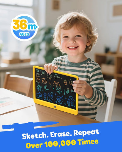 TEKFUN LCD Writing Tablet for Kids, 10-inch Coloring Drawing Pad, Mess Free Doodle Board, Airplane Travel Toys for Boys and Toddlers, Road Trip Essentials, Gifts for 3 4 5 6 7 8 Year Old Girls(Blue)