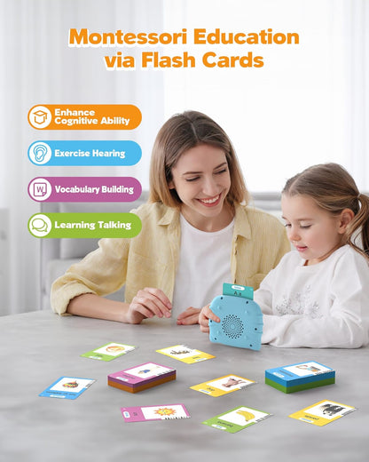 Airbition Talking Flash Cards for Toddlers 1 2 3 4 Year Olds, Montessori Language Learning Toys with 224 Words, Pocket Speech Therapy Toys, and Speech Development Educational Playthings for Children