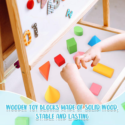 Deekin 18 Pcs Large 3D Shapes for Teaching Math Manipulatives Geometric Solids Blocks Montessori Learning Blocks Solid for Preschool Elementary Home School Supplies (3D Shape)