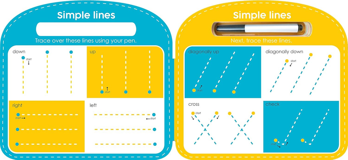 Write & Wipe Pen Control - Children's Novelty Learning Board Book - Wipe Clean - Educational (Wipe Clean First Skills Learning Series: Includes Dry-Erase Marker)