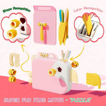 Montessori Kitchen Tools for Toddlers,Kids Knife for Real Cooking,Toddlers Knife Set with Storage Box Kids Safe Knives Children Cutting Set for Girl Boy,Montessori Toys for Kitchen Set -Green