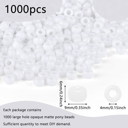 Red Pony Beads 1000Pcs 9mm Pony Beads Bulk Red Perler Beads for Friendship Bracelets Kandi Beads Hair Beads for Braids Beads for Crafts