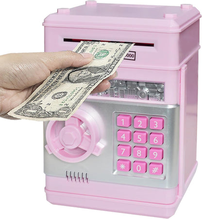 HUSAN Piggy Banks Money Banks for Kids, Electronic Password Code Money Banks ATM Banks Box Coin Bank for Children Boys and Girls (Grey Bue)
