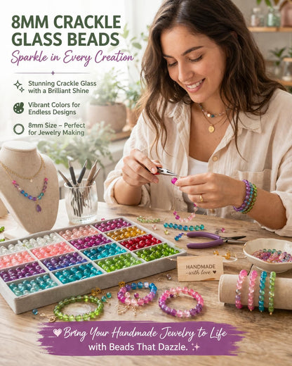 8mm Glass Beads Round Bulk for Bracelet, Glow in Dark Beads, DIY Jewelry Windchime Suncatcher Party Supplies, 300 pcs