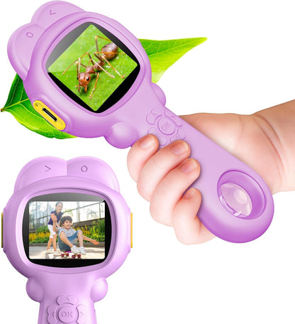 2-in-1 Kids Microscope Camera with 200W Dual Lens-2.0" Screen 500X Photo & Video AUKCLAX Digital Microscopes Handheld for 3 4 5 6 7 8 9 10 11 12 Year Old Kids Educational Science Kit Toy Gifts(Purple)