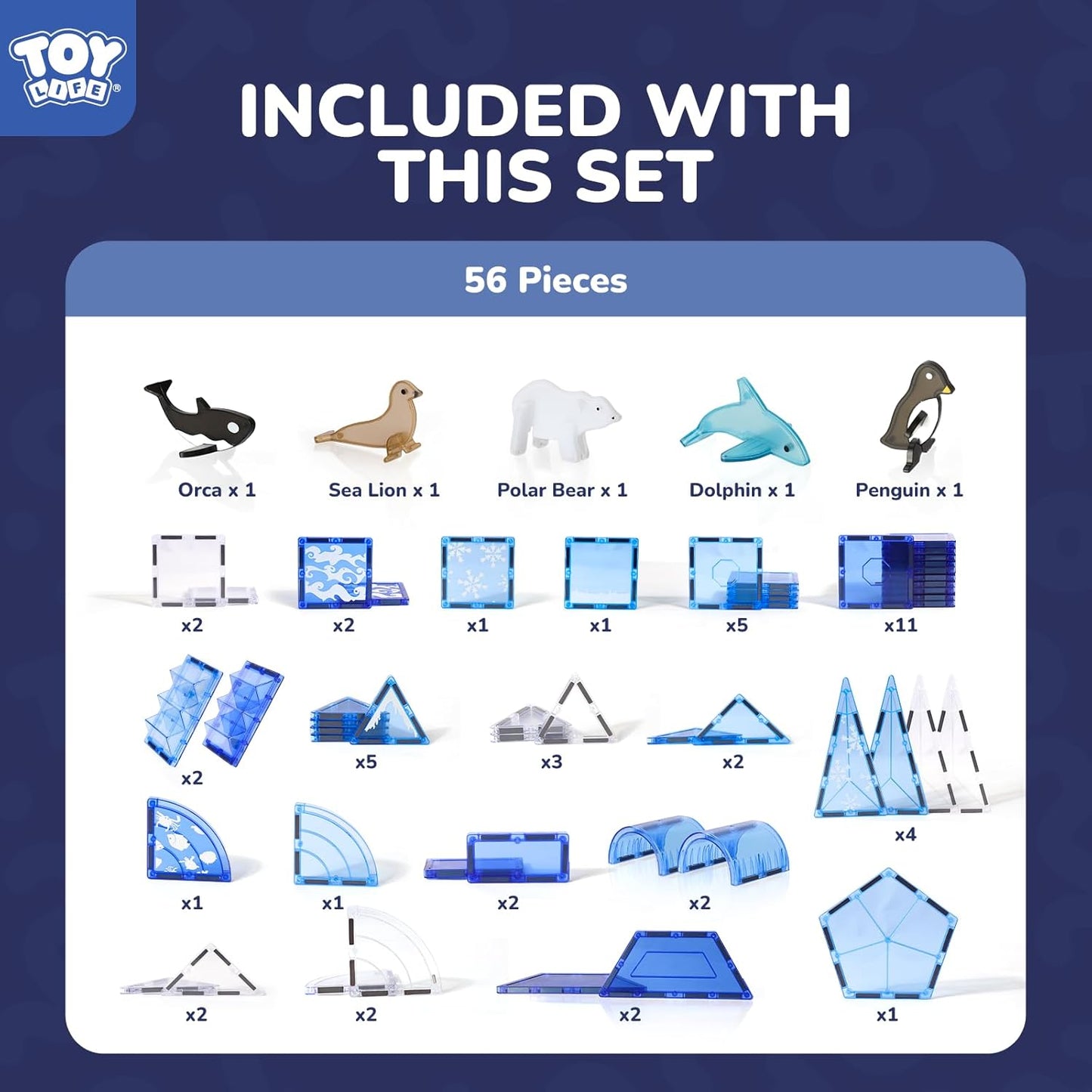 TOY Life 38 Pcs Magnetic Tiles Animals for Toddlers 3-5 Magnet Blocks for Kids Ages 4-8 STEM Magnet Tile Toys Building Tiles Set Christmas Birthday Gift for Boys and Girls