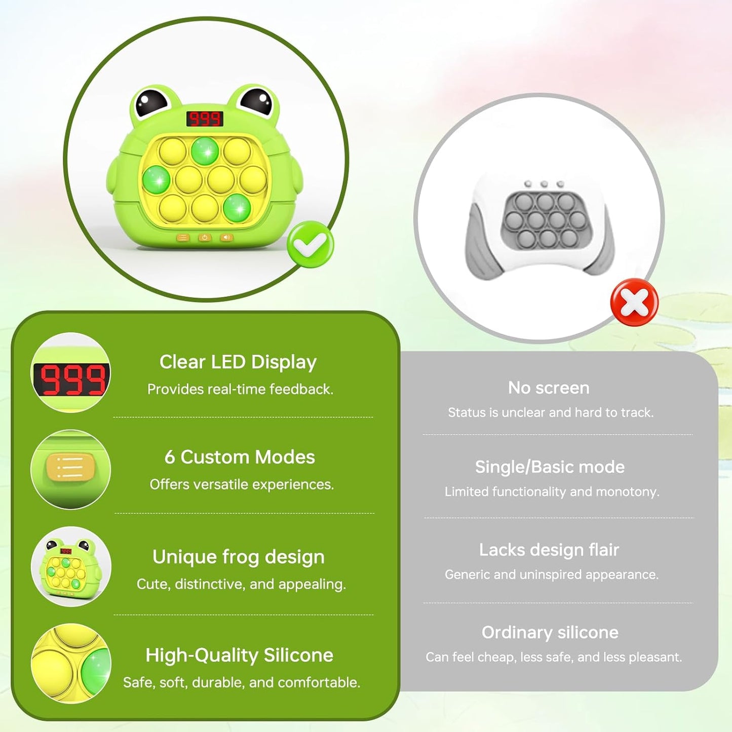 Narotood Quick Push Pop Game - Light Up Bubble Fidget Toy for Kids & Adults, Handheld Puzzle Game Sensory Toys, Great Gift for Christmas, Easter & Birthdays for Boys and Girls Ages 3-12 (Bear)