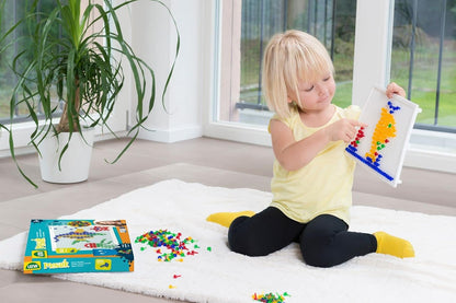 Lena 35626 Mosaic Plug-In Game Set, Mosaic with 260 Transparent Plugs, Mosaic Plug Diameter 10 mm, Mosaic Game for Children from 3 Years, Complete Set with Pegboard Approx. 28 x 19.5 cm and Organiser,