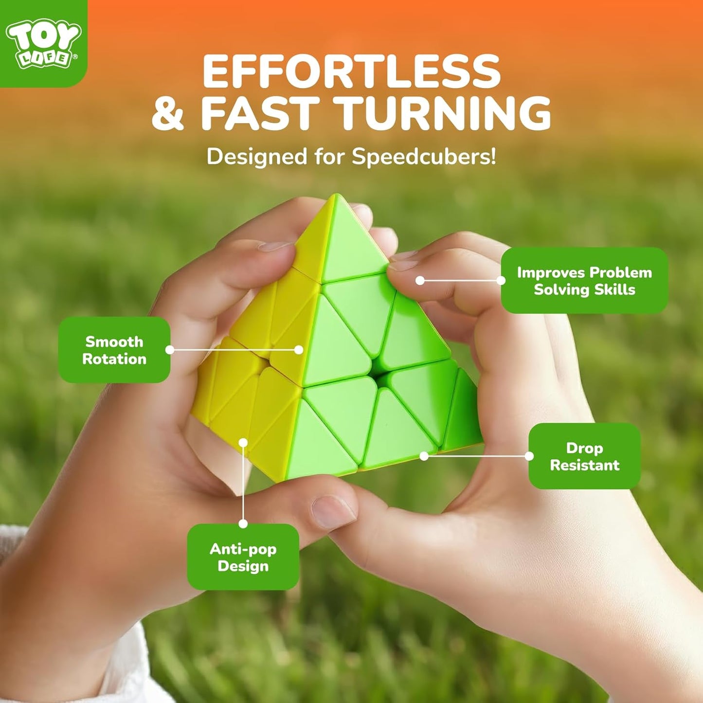 STEAM Life Speed Cube Set, Speed Cube Set of 2x2 3x3 4x4 Megaminx and Pyramid Cube Smoothly Stickerless Magic Cubes Collection for Kids & Adults