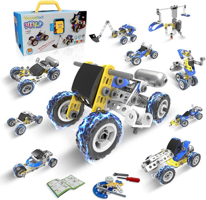 10 in 1 STEM Toys for 5 Year Old Boy, Building Toys for Kids Ages 4-8 5-7 6-8, STEM Engineering Construction Kit with Electric Motor, Educational Science Gift for 5 Year Old Boys