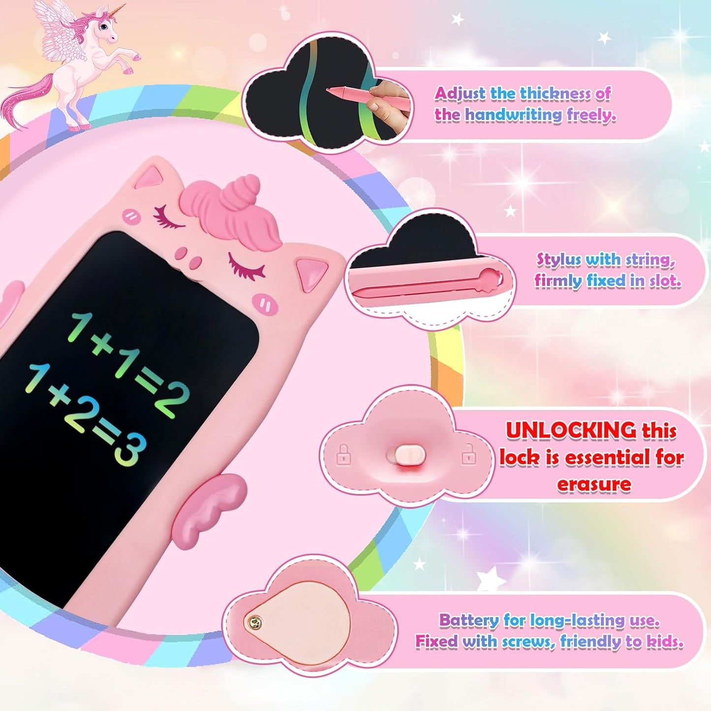 Toddler Toys Age 1-2,10IN Drawing Tablet Doodle Board Writing Tablet for Kids,Learning Toy for 1 2 3 4 5 6 7 8 Year Old Boys Girls Christmas Birthday Gifts,Travel Games Dinosaur Toy for Boys 4-6