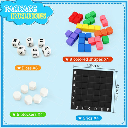 STEM Puzzle Game The Brain Square With 160000+ Solutions Pattern Matching Blocks Brain Teaser Toy Roll Dice & Race Your Opponent to Fill Grid Travel Game for Kids & Teens Back To School Birthday Gift
