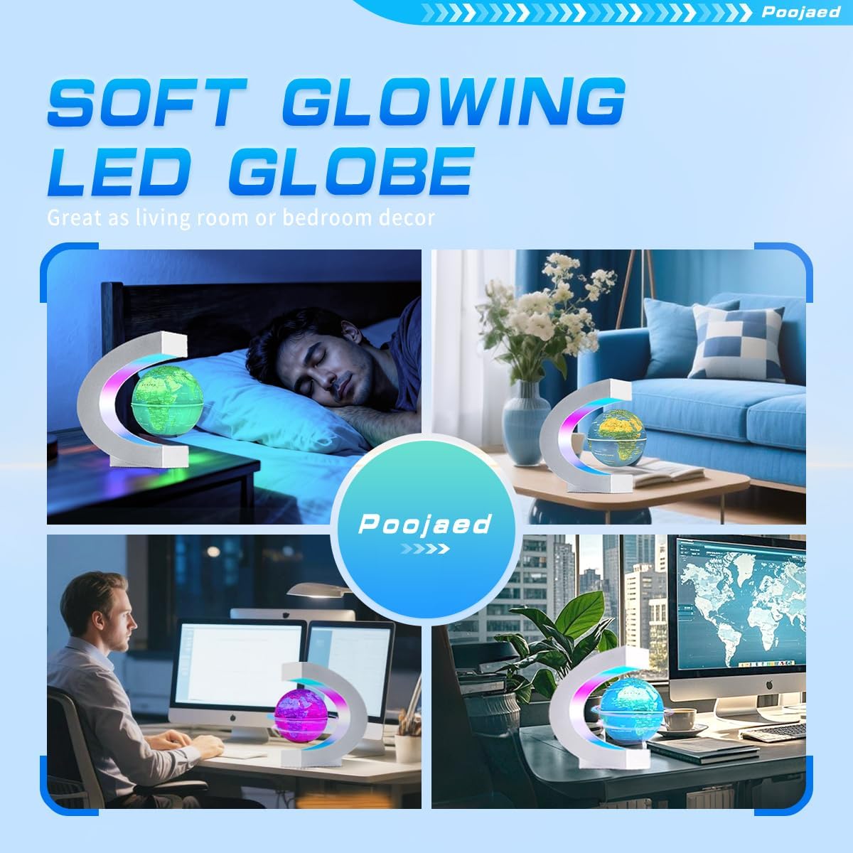 Magnetic Levitating Floating Globe with LED Lights, Cool Tech Gadgets Gifts World Globe Lamp for Men Father Teenage Boys Girls, Birthday Gifts Office Home Desk Decor Display