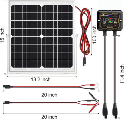 SOLPERK Solar Panel Kit 50W 12V, Waterproof Solar Battery Trickle Charger Maintainer + Waterproof Controller + Adjustable Mount Bracket for Boat Car RV Motorcycle(Without Mounting Bracket)