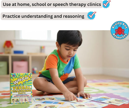 Verbal Reasoning Language Flash Cards for Kids | Q&A Learning Deck for ESL, Home Schooling & Special Needs | Parent and Professional Use