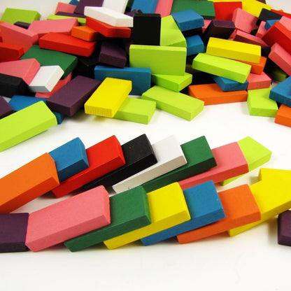 240pcs Authentic Standard Basswood Wooden Domino Blocks Set, Kids Educational Racing Toy Tile Games(12 Colors)